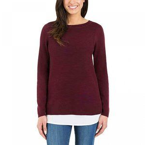 NWT Layered Look Twofer Sweater Small Wine